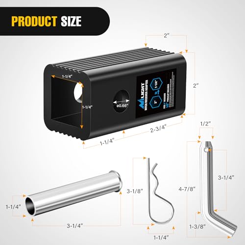 Image of Nilight Trailer Hitch Receiver Extender Adapter Reducer 2 to 1-1 /4 Inch Sleeve Convertor Receiver Aluminum Towing Accessories for Tractor Bucket RV Truck Bike Rack Cargo Carriers