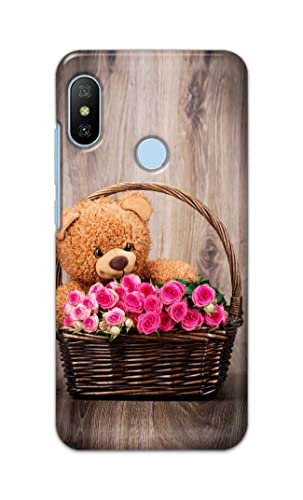 Image of PRINTFIDAA Roses and Teddy Bear in The Wicker Hard Back Cover for Mi A2 Back Cover -(P6) KAT1004