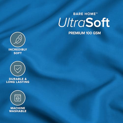 Image of Bare Home Microfiber Bulk Pillow Cases - King Set of 4 - Cooling Pillowcases - Double Brushed - Medium Blue Pillowcases 4 Pack - Easy Care (King - 4 Pack, Medium Blue)