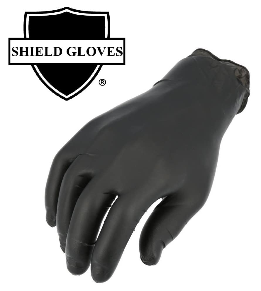 PackagingSuppliesByMail Black Nitrile Disposable Gloves Pack of 1000, 5 Mil Thik, Latex Free Safety Working Gloves for Food Handle or Industrial Use, Size Medium