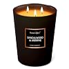 Home Lights Luxury Designer Scented Large Jar Candle, 100% Nature Soy Wax, 33.26 oz，3 Wick， Highly Scented & Long Lasting-Sandalwood & Jasmine