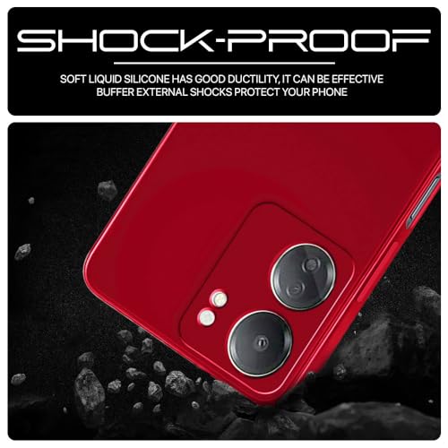 Image of WOW IMAGINE Back Cover for Xiaomi Redmi 13C 4G | Poco C65 | Ultra Slim Soft Rubberised Case | Inner Velvet Fabric Lining | Matte Silicone Flexible Mobile Case | Camera Protection - Crimson Red