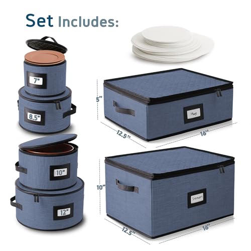 Image of Hearth & Harbor Fine China Storage Containers Hard Shell 6 Piece Set, Blue