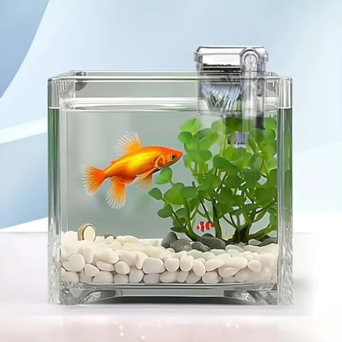 Image of VAYINATO Mini Compact Transparent Hang On Filter | LY-401 | 2.5 Watts | 250L /Hr for Small Aquarium Fish Tank Upto 30Cm and for Bowl with Adjustable Flow Controller