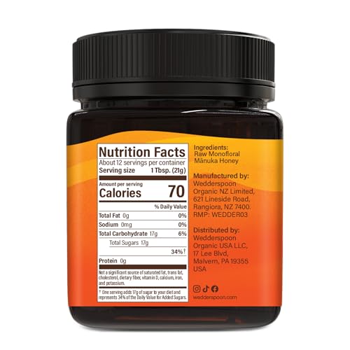 Image of Wedderspoon Raw Manuka Honey 400+ MGO, 8.8 Oz, Unpasteurized New Zealand Honey, Non-GMO, BPA-Free Jar, Superfood & Natural Wellness Support