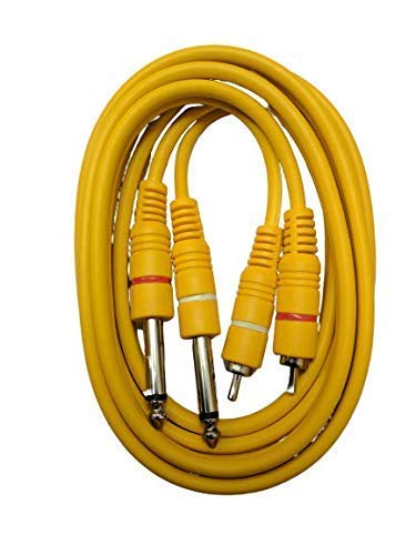 Image of HAKUHO 6.35mm (1 /4-inch) Dual Mono P38 Male to 2 RCA Male Audio Cable - 1.8 Meter - Yellow - For Guitar, Amplifier & Professional Audio Equipment