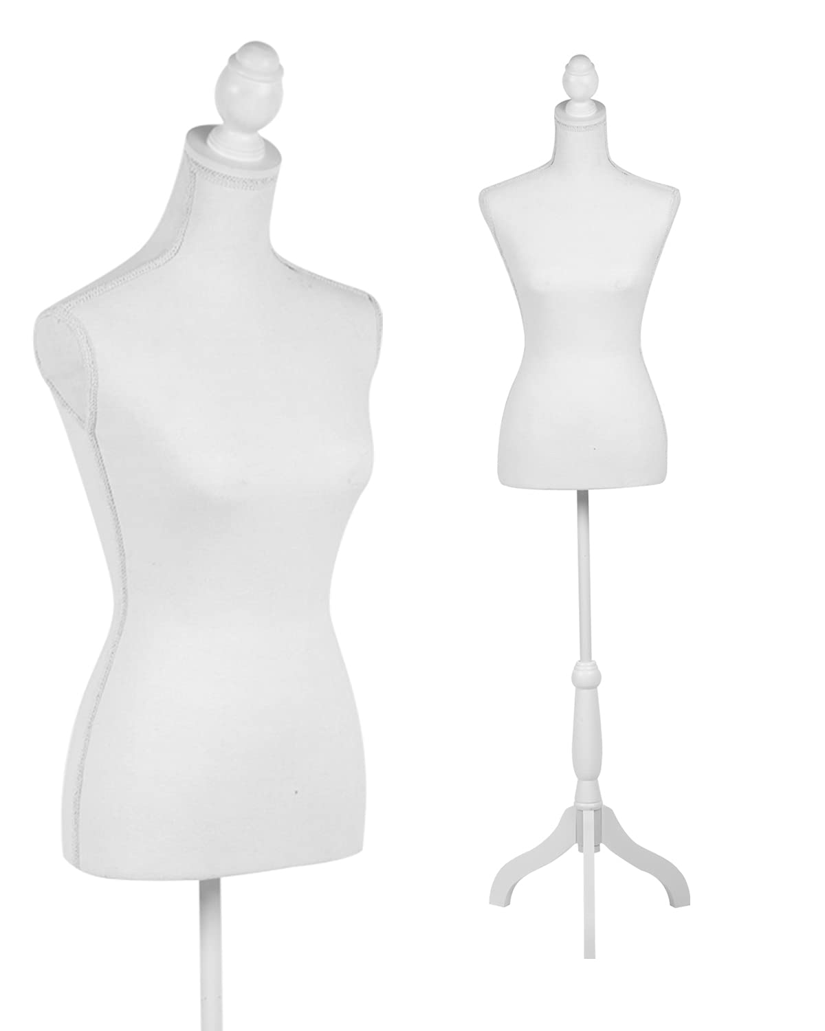 Mannequin Dress Form Mannequin Torso 60-67 Inch Height Adjustable Clothing Forms Easy to Move for Clothing Dress Jewelry Display with Tripod Wooden Base (White, 60-67 Inches)
