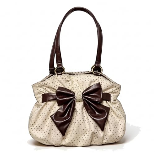 Sac bandoulière pois pour femme grand volume en PU marron b vintage