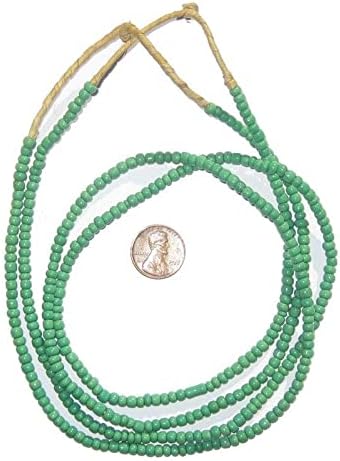 Miniatura 2 de TheBeadChest Cuentas de vidrio verde Ghana (2 hebras), cuentas de vidrio de Ghana - The Bead Chest