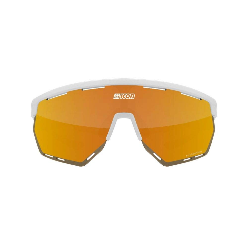 Scicon Sports Aerowing Occhiale Sportivo (Bianco Lucido/Bronzo Specchiato)