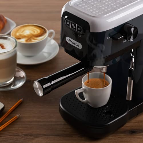 Ariete 1399 Machine à Café Percolateur, pour Expresso, Cappuccino, Thé et Tisane, Compatible avec le Café en Poudre et les Dosettes ESE, 1300 W, 15 Bar de Pression, Filtre 1-2 Tasses, Snow White