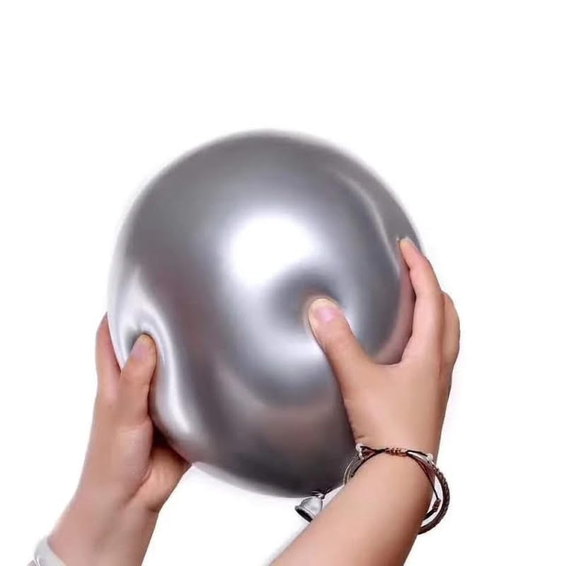 Image of Chrome Metallic Balloons Silver 100 pcs Glossy Latex Balloon for Birthday Decoration Kit Wedding, Anniversary Floral Garland 10 Inch Helium Supported
