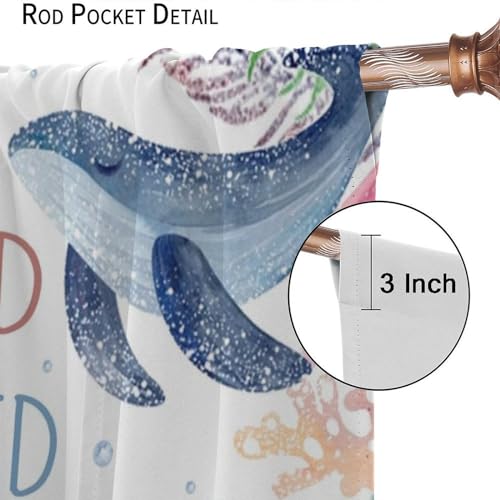 Kids Sea Animal Curtains, Funny Fairy Tales Colorful Inspirational Quotes Ocean Whale Coral Starfish Drapes For Child, Blackout Rod Pocket Window Treatments for Living Room Bedroom Bathroom 42x45in - Image 7