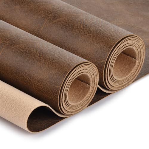 Faux Leather Fabric, Soft Synthetic PU Fabric Material, Thick Durable Synthetic Repholstery Leather Vinyl, Soft Touch Distressed DIY Crafts, Upholstery - Individual 1 Yards Cut 36" x 54"- Bark