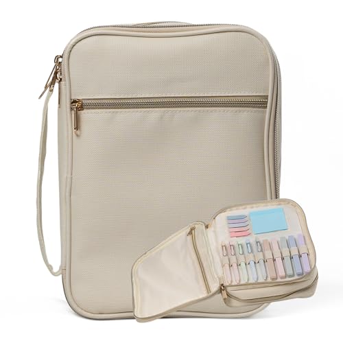 S.F. Creations Premium Bible & Book Carrying Case with Journaling Accessories - Convenient for Men, Women, Teens, and Kids, Ivory