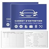 Lot de 2 Carnet d'Entretien Voiture Bleu Format A6 105 x 148 mm 41 Fiches de Contrôle Tech...