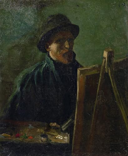 Autorretrato en el caballete, pintura sobre lienzo clásica de 60x90cm