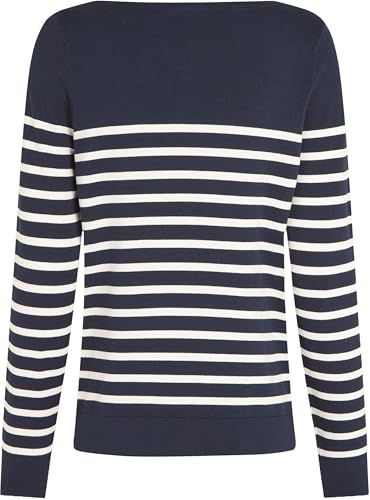 Tommy Hilfiger Damen Pullover Strickpullover, Mehrfarbig (Dark Night Navy/Ivory Petal Stp), XXS 5