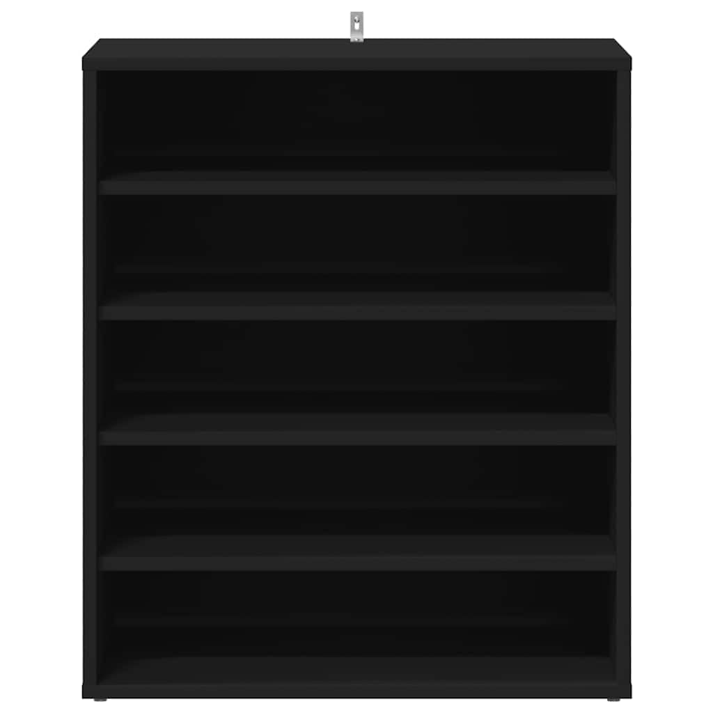 Zapatero negro 60 x 35 x 70 cm de madera con 5 estantes, organizador de zapatos para montaje en suelo o pared, fácil de limpiar