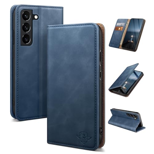 Etui Galaxy S21 en cuir bleu foncé avec blocage RFID