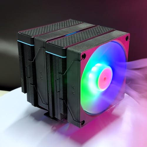 Image of IX20 ARGB Air Cooling Fan Twin Tower CPU Cooler, Black | Dual 120mm Fans, 6 Copper Heat Pipes, 5.00 x 5.4 x 6.2 inches, Compatible with AMD AM4 /AM5 and Intel 115X /1366 /1700 /1851