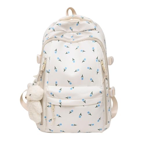 Coquette Backpack, Multipockets Cute Dackpack Kawaii Floral with Preppy Coquette Backpack (Orchid)