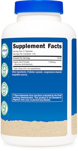 nutricost noni capsules 500mg 240 capsules - ccof certified made with organic noni non-gmo gluten free