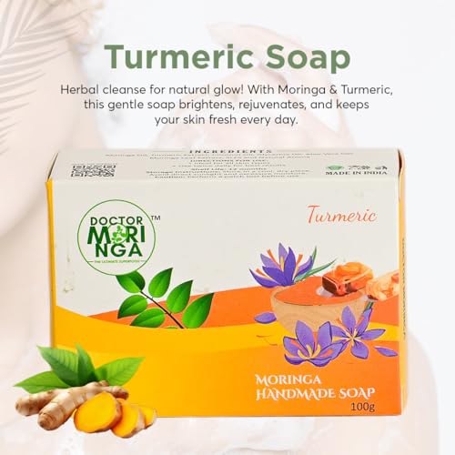 Image of Herbal Handmade Bathing Soap 100gm (5 Piece) | Turmeric Soap for Deep Cleansing | Removes Dirt & Impurities | No Mineral Oils | Suitable for All Skin Types