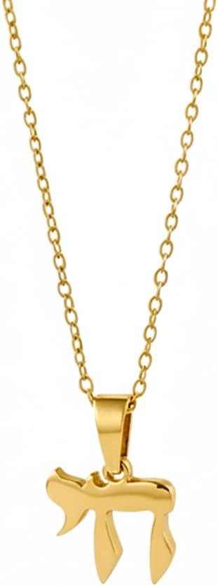 Made In Israel 14K Gold Plated Chai Necklace for Women – Jewish Symbol Pendant from Israel – Elegant Hebrew With Cubic Zirconia Dainty Religious Jewish Jewelry