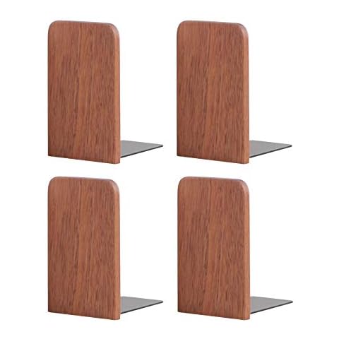 Muso Wood Sapele Bookends,Pack of 2 Pairs,Office Desk Book End for Shelves,Book Stand Cover