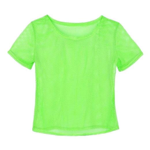 KarneLux Camiseta de Red de Neón para Festivales - Camisa Como Disfraz para Trajes de los Años 80 y 90 - Carnaval, Fiestas Temáticas - Talla Única