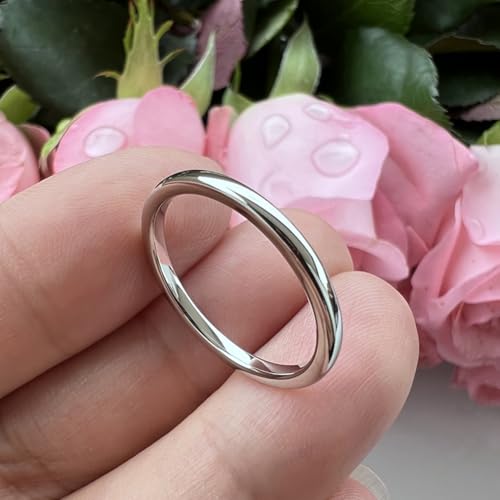 Image of TUTISS 2mm 3mm 4mm 5mm 6mm 7mm 8mm 10mm White Tungsten Rings for Men Women Engagement Wedding Bands Domed Polished Shiny Comfort Fit