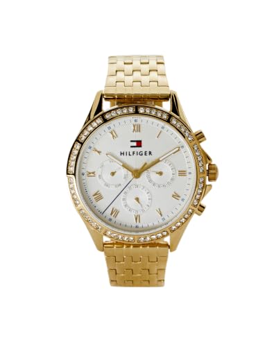 Tommy Hilfiger Reloj Analógico de Cuarzo Multifunción para Mujer con Correa de Acero Inoxidable de Color Dorado   1782142