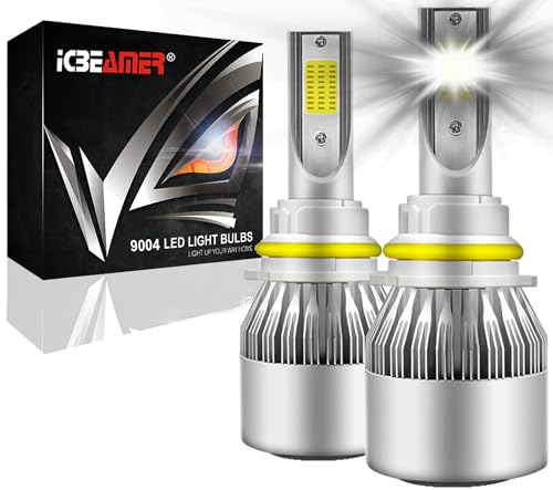 ICBEAMER 9004 Light Bulb Fog Lights 500% Brightness 6000K Diamond White Luces Antiniebla Para Carro Bulb Car Fog Lamp Fog Light Replacement Bulbs Plug and Play Pack of 2pcs