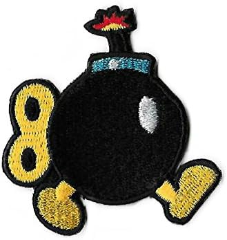 Bob-omb Chuckya Patch (2 Inch) Small Bomb Super Mario Brothers Embroidered Iron-on Badge Morale Applique Costume Cosplay