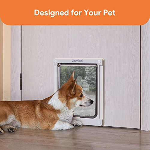 Dog Door, Pet Door For Dogs And Cats, 8.86" X 11.1" Inner Frame For Medium Dog And Pets, Easy To Install, Closing Panel Included, Durable Frame Doggy Door For Door & Wall, White Doggie Door, Medium #TOP3