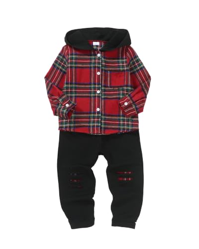 Image of Renotemy Toddler Baby Boy Clothes Winter Hoodie Flannel Boys Outfits 12M-4T