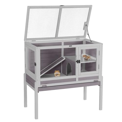 Aivituvin Wooden Guinea Pig Cages Indoor with Removable Stand, Anti ...