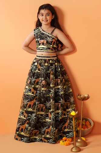 Image of Fashion Dream Girl's Silk Blend Readymade Lehenga Choli Set |Lehenga Choli for Girls|Ethnic Wear|Kids Lehenga