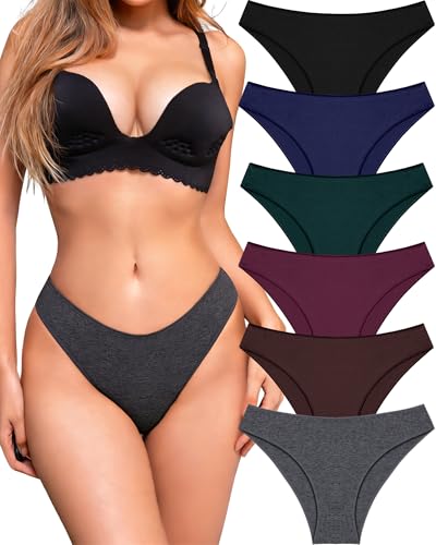 Image of UNDER THE SEA Cotton Underwear for Women 6 Pack Sexy Bikini High Cut Breathbale Cheeky Panties Underwear Womens Lingerie