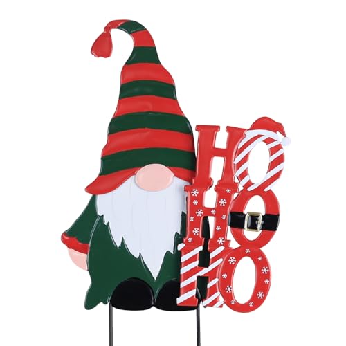 YEAHOME Christmas Outdoor Decorations, Metal Gnome Decorative Garden Stakes for Outdoor Christmas Yard, Xmas HOHOHO Yard Signs for Outside Garden Porch Lawn Pathway Decor