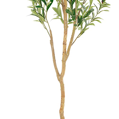 Image of Bellacat Faux Olive Tree 5ft,Olive Trees Artificial Indoor with Natural Wood Trunk and Realistic Leaves and Fruits. 5 Feet(60in) Fake Olive Tree for Home House Office Decor.