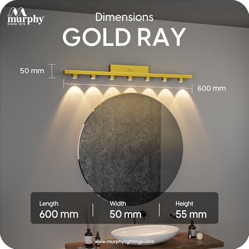 Image of Murphy 7-Glow Goldray|LED Mirror /Vanity Light|- Luxurious Gold Finish|Warm White, 2-Year Warranty-Pack of 1