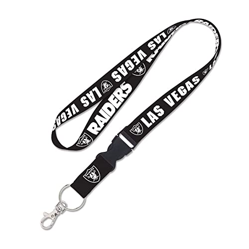 Lanyard Las Vegas Raiders WinCraft noir de 2,5 cm avec boucle détachable pour clés