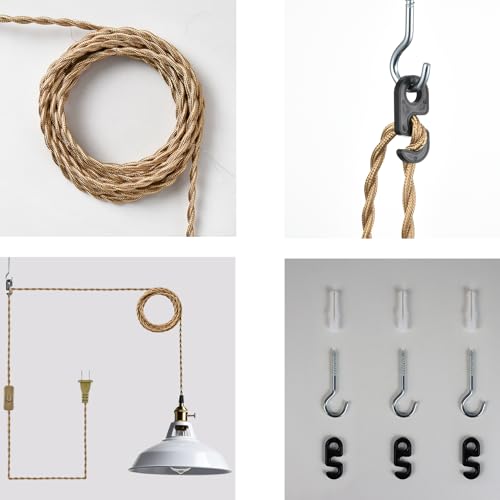 Image of YUBOLE Nordic Plug in Pendant Light White Barn Shade with Dual Switches