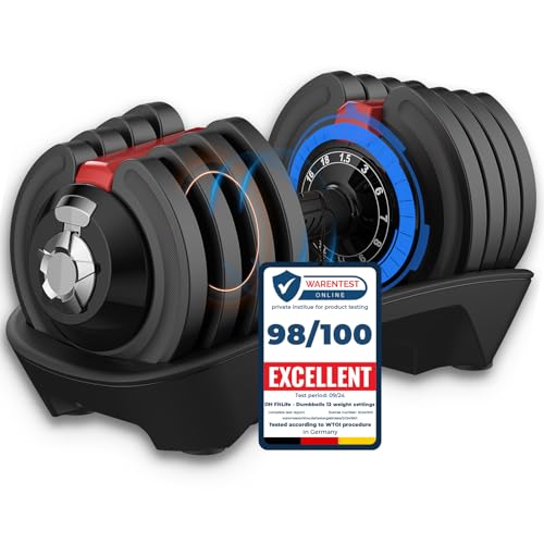 DH FitLife Verstelbare halter 1,5 tot 18 kg met opbergbasis voor krachttraining