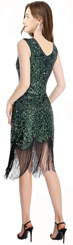 Image of Women Flapper Dresses 1920s V Neck Beaded Fringed Great Gatsby Club & Night Out Dresses