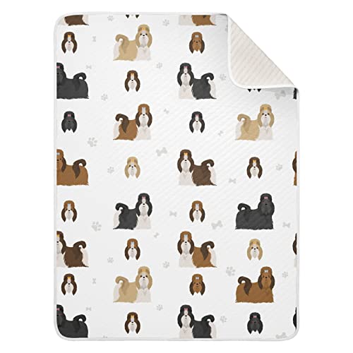 Image of Swaddle Blanket for Infants, Shih Tzu Poses, Cotton, Lightweight Soft Swaddling Blanket for Crib, Stroller, Nursery, 30X40 in