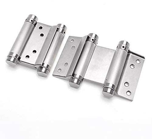 Ranbo 100mm Double Action Spring Hinges 304 Stainless Steel Self Closing Two Way Acting Hinges for Exterior Cafe Saloon Pub Swinging Doors Including Pins and Screws