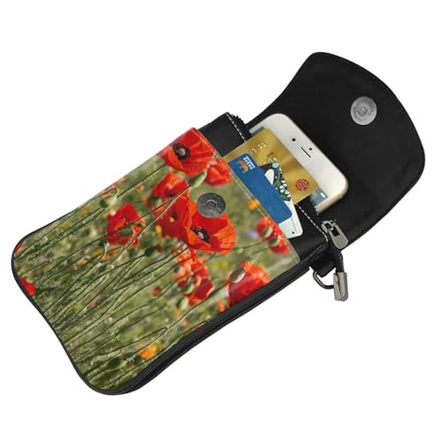 poppy flowers Print Small Crossbody Handbags Adjustable Shoulder Strap for Women Mini Cell Phone Purse4